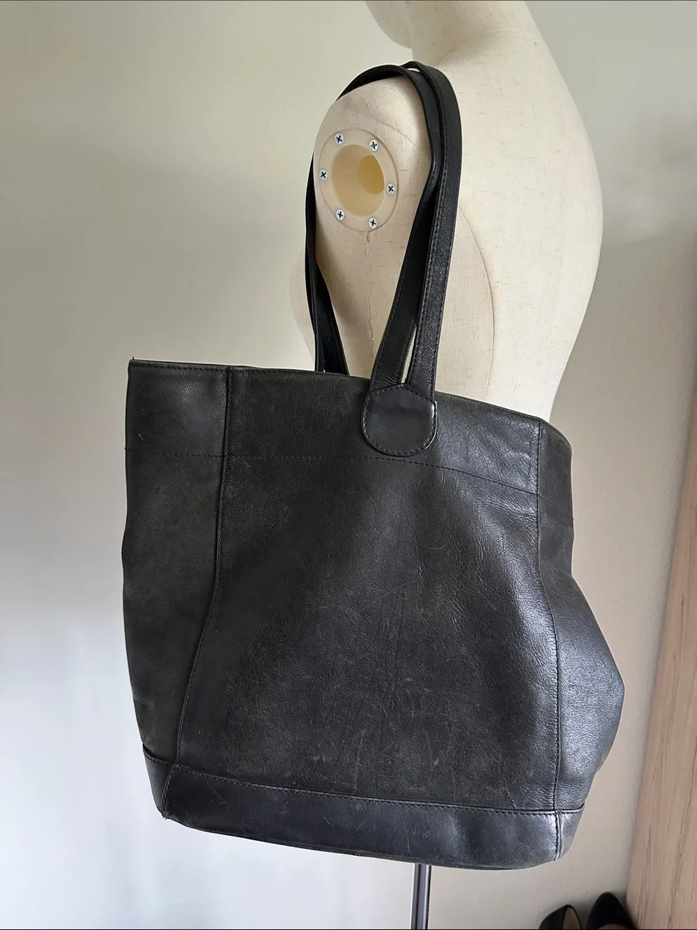 Black Leather Tote Bag/backpack- Classic Everyday Carry